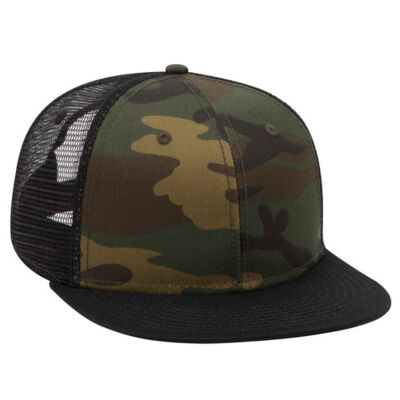 OTTO CAP Camouflage 6 Panel Mid Profile Mesh Back Trucker Snapback Hat Thumbnail