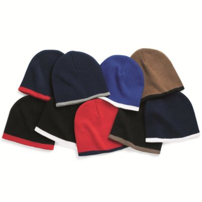 Bottom Striped Knit Beanie Thumbnail