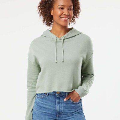 Women's Lightweight Hooded Pullover Crop Sweatshirt Thumbnail