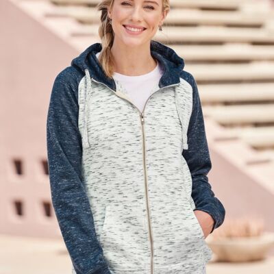 Women’s Mélange Fleece Colorblocked Full-Zip Sweatshirt Thumbnail