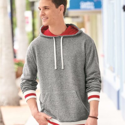 Peppered Fleece Lapover Hooded Pullover Thumbnail