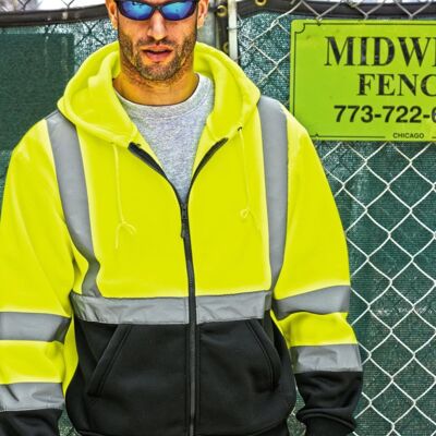 Hi-Vis Hooded Full-Zip Sweatshirt Thumbnail