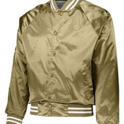 Unisex Striped Trim Satin Baseball Jacket Thumbnail