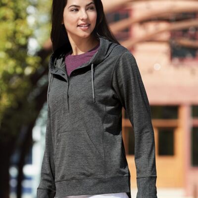 Omega Stretch Terry Women's Snap Placket Hooded Pullover Thumbnail