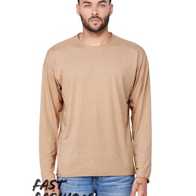 Fast Fashion Unisex Triblend Raw Neck Long Sleeve Tee Thumbnail