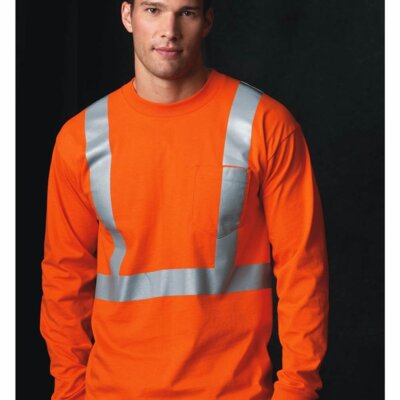 USA-Made High Visibility Long Sleeve T-Shirt with Pocket Thumbnail