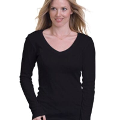 Women's USA-Made Long Sleeve Deep V-Neck Thumbnail